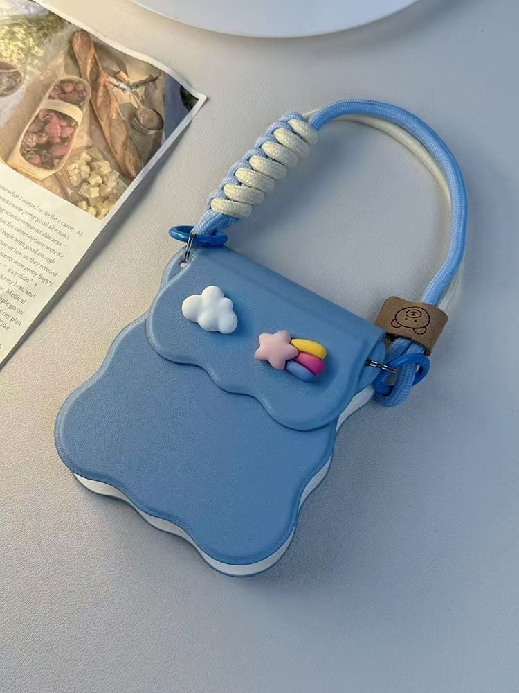 Sky blue wave leather texture case for Galaxy Z Flip 3/Galaxy Z Flip 4/Galaxy Z Flip 5/Galaxy Z Flip 6