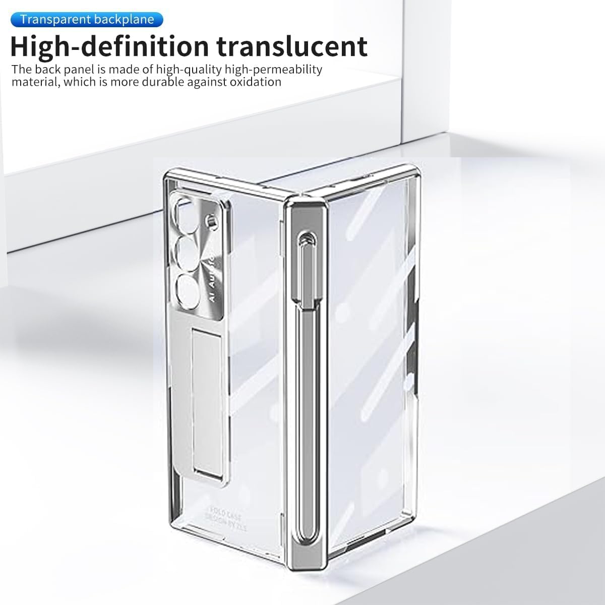 Suitable For Galaxy Z Fold 3/Galaxy Z Fold 4/Galaxy Z Fold 5/Galaxy Z Fold 6 | Transparent Case Phone Case with Pen Holder & Pen