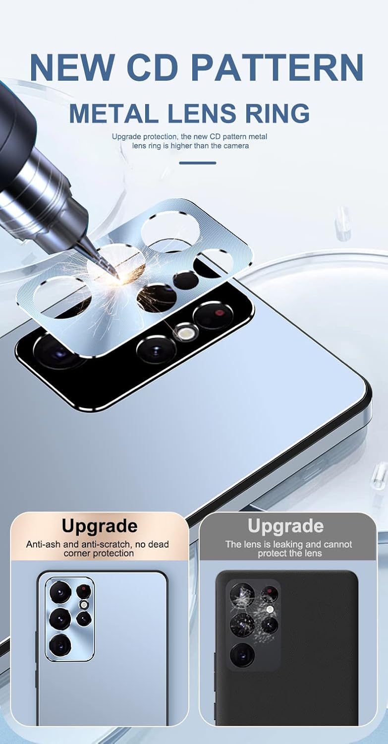 Fashionable Light-sensitive Aurora Metal Lens Soft-edge Mobile Phone Case For Samsung Galaxy S25 S24 S23 S22 S21 Series