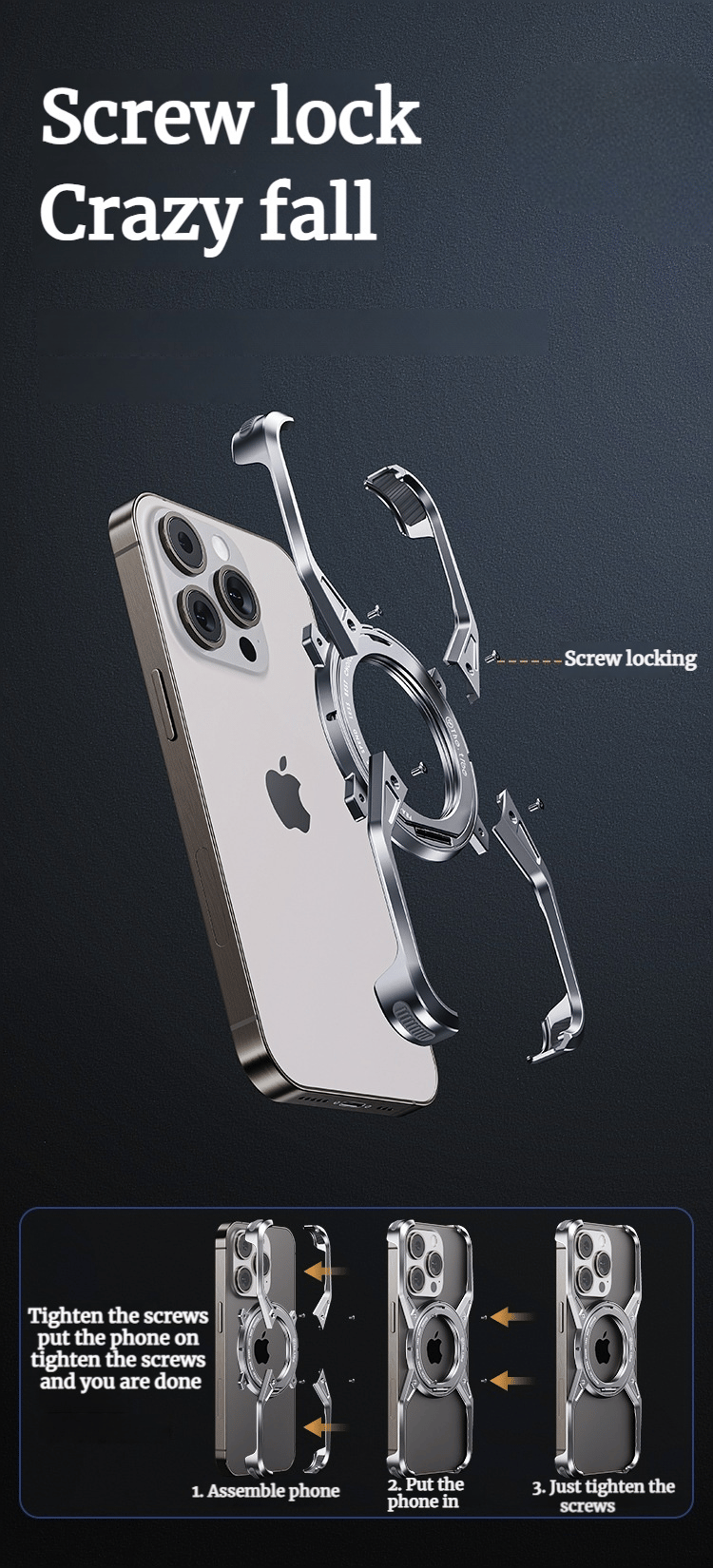 X-shaped Aluminum Alloy Hollow Rotating Magnetic Bracket Case For iPhone 16 Series