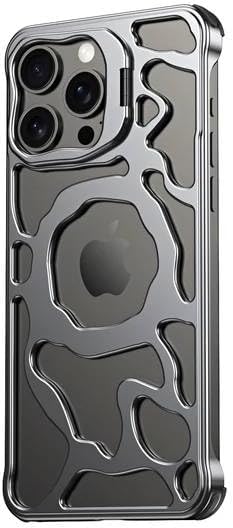 SentimentvalueTM Magnetic Heat Dissipation Hollow Metal Case With Lens Holder For iPhone 16 15 14 13 Series