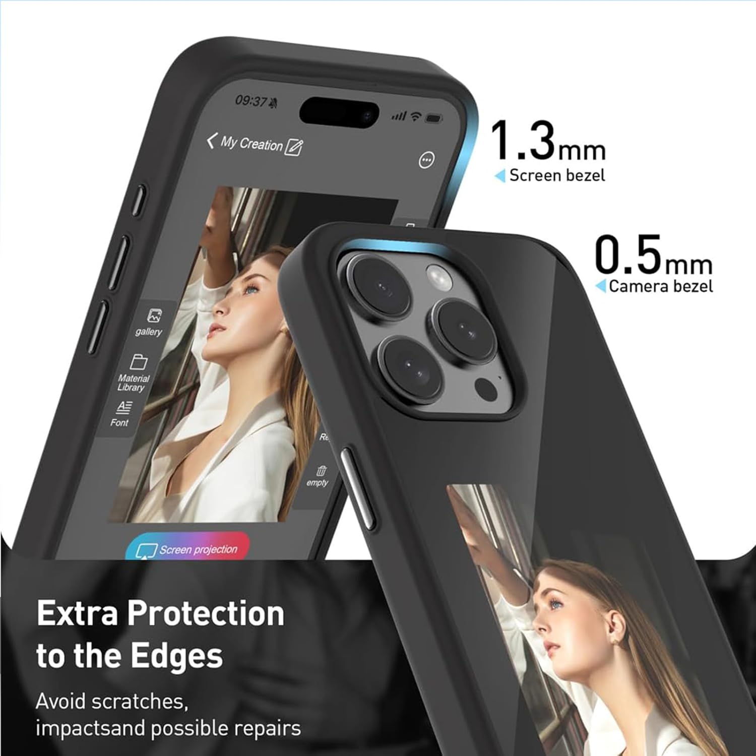 Ink Screen iPhone Case Apple IPhone15 Promax High-end Frosted All-inclusive Protective Cover Nfc Personalized Screen Projection