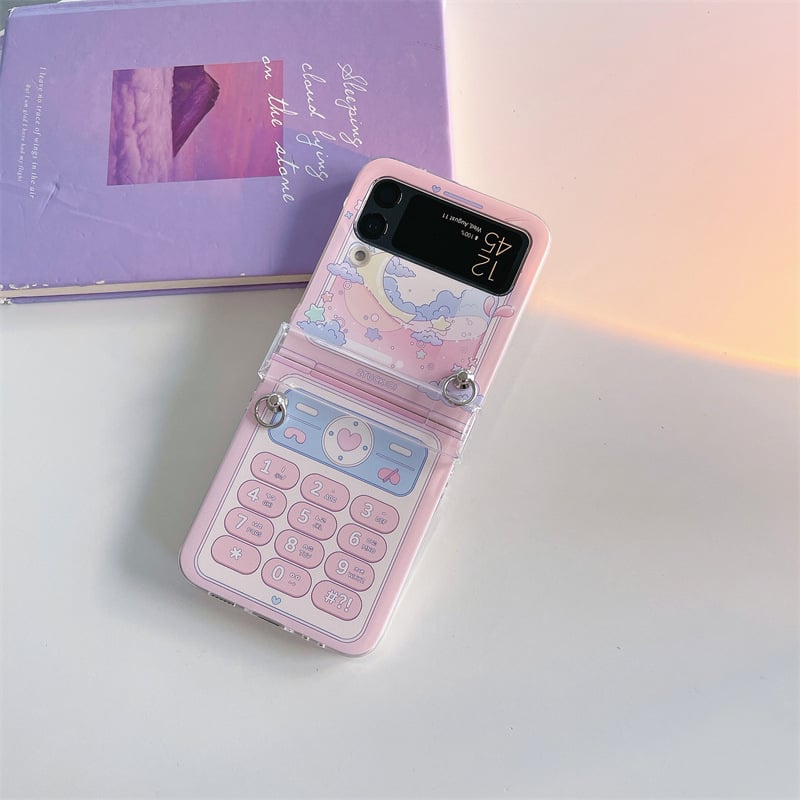 Cute retro phone case for Galaxy Z Flip 3/Galaxy Z Flip 4/Galaxy Z Flip 5/Galaxy Z Flip 6, hinged full cover case