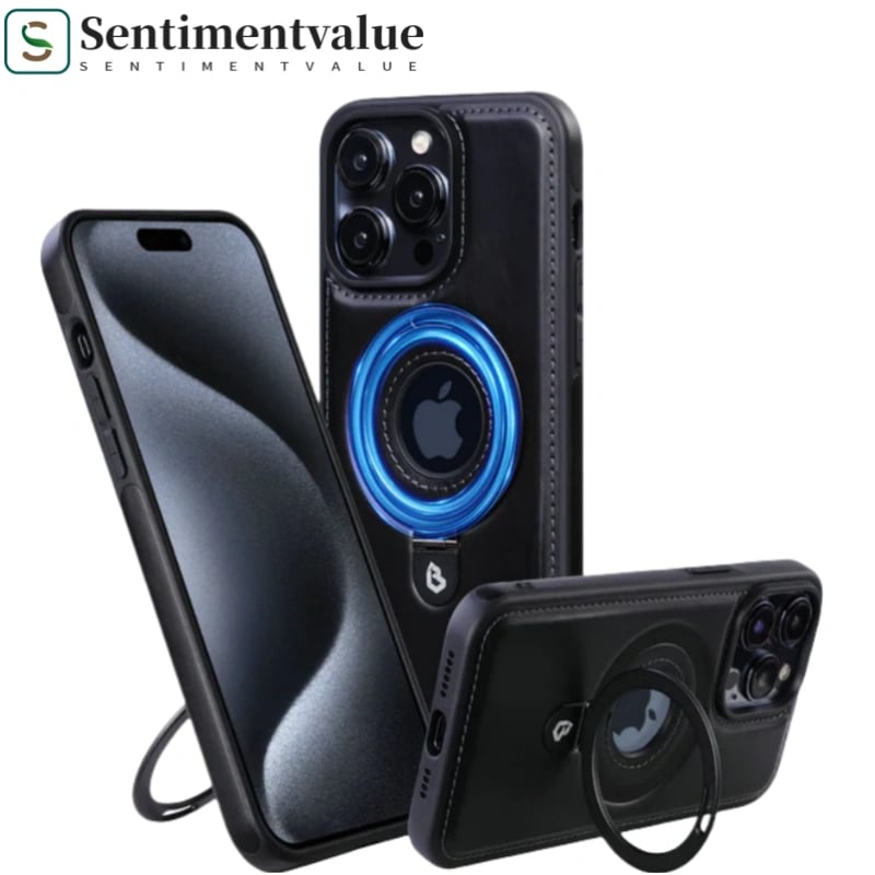 Luxurious Leather Magnetic Case With Invisible Stand For iPhone 16/15/14/13/12 Series