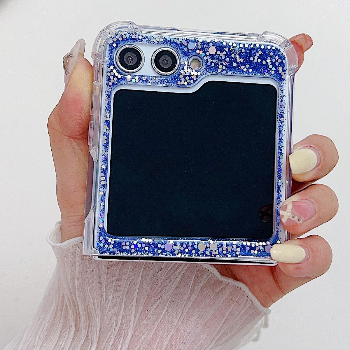 Epoxy glitter beads mobile phone case, suitable for Galaxy Z Flip 3/Galaxy Z Flip 4/Galaxy Z Flip 5/Galaxy Z Flip 6