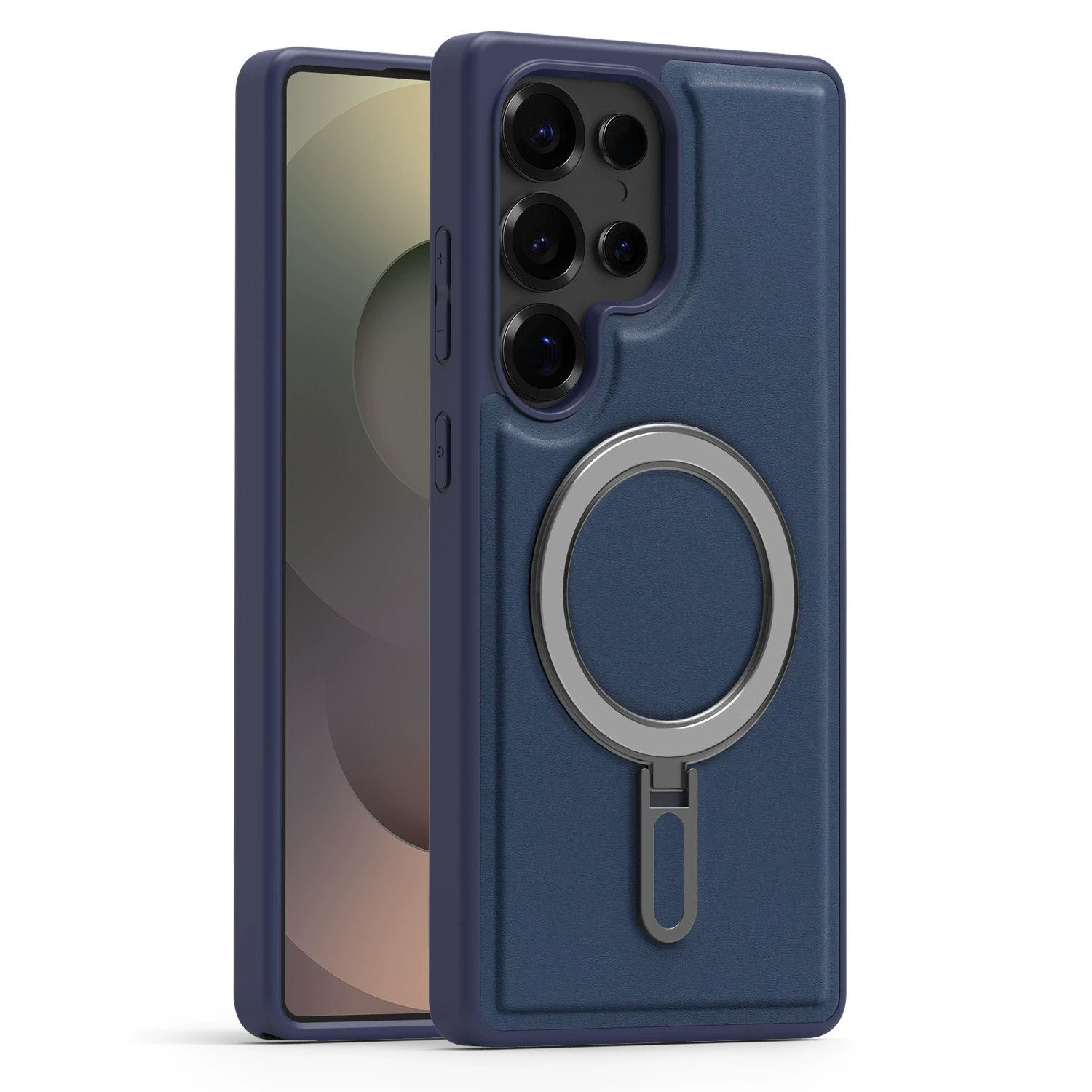 Metal Magnetic Bracket Leather Anti-drop Protective Case For Samsung Galaxy S25 S24 S23 S22 Series