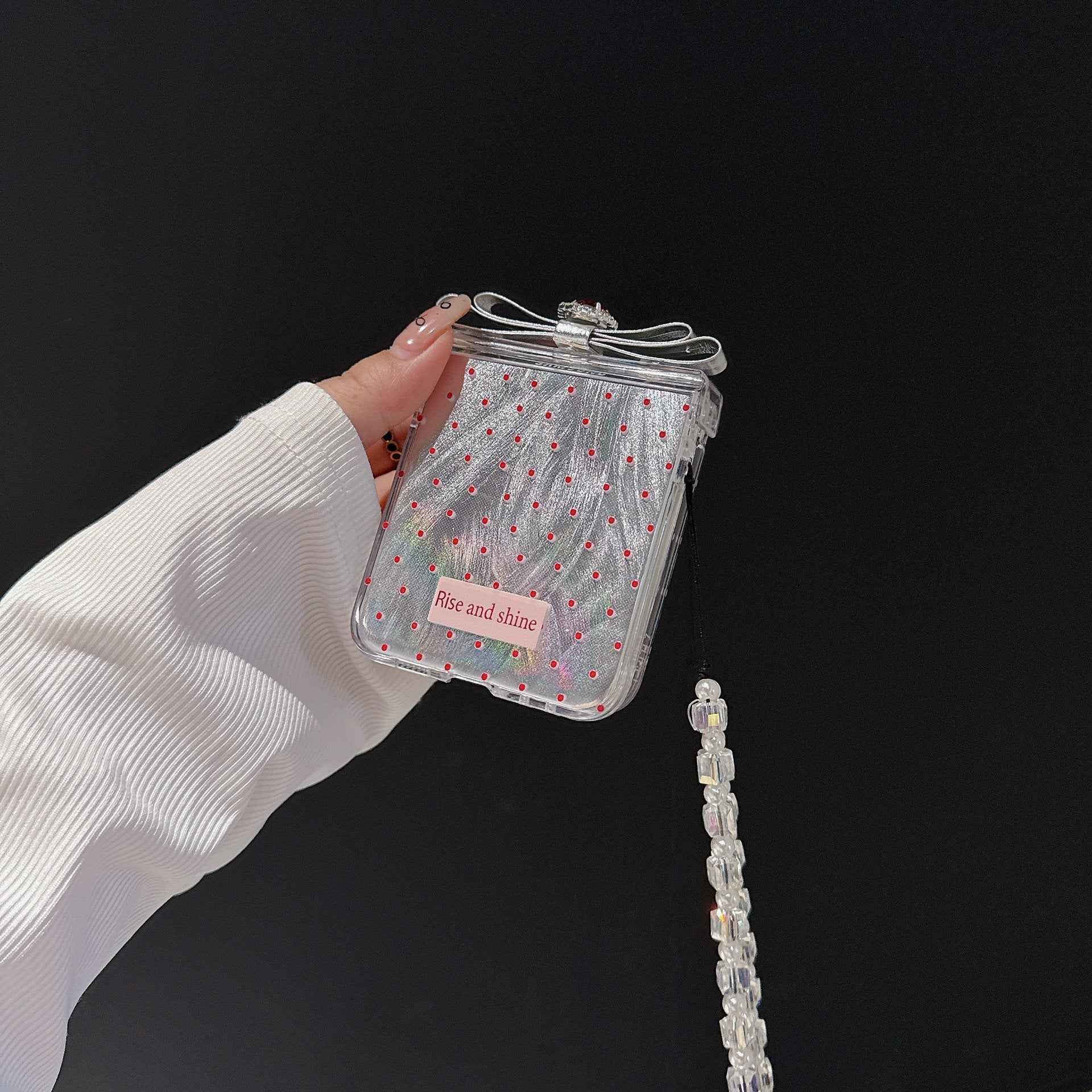 [🎀New🌸]Feather Yarn Red Polka Dot Bowknot Mobile Phone Case For Galaxy Z Flip 3/Galaxy Z Flip 4/Galaxy Z Flip 5/Galaxy Z Flip 6