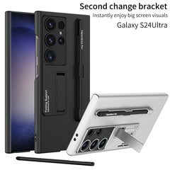 Frosted invisible stand phone case with pen case and stylus for Galaxy S24 S23 S22 series