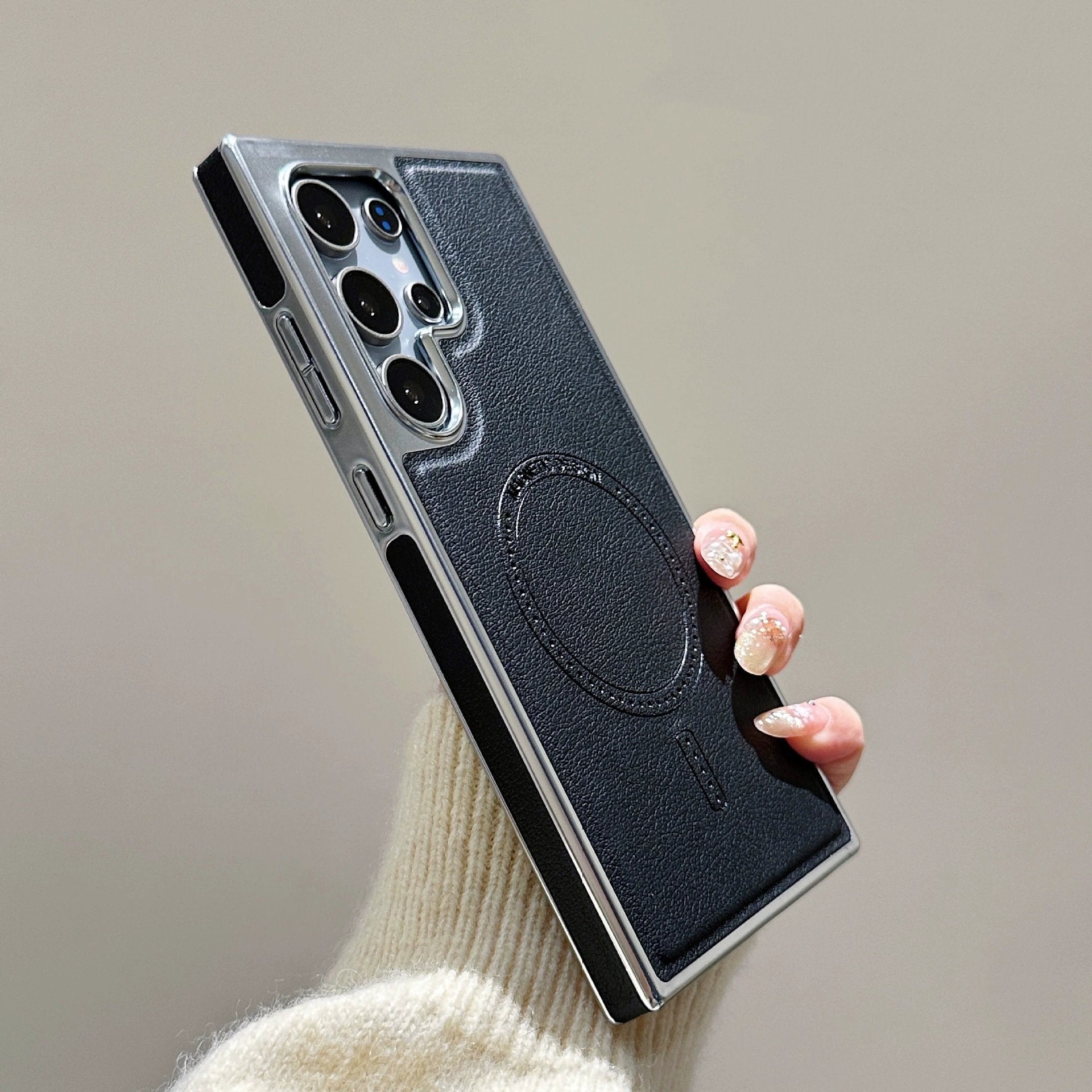 Premium Electroplated Leather Magnetic Case For Galaxy S25 Series and S24 S23 S22 Ultra