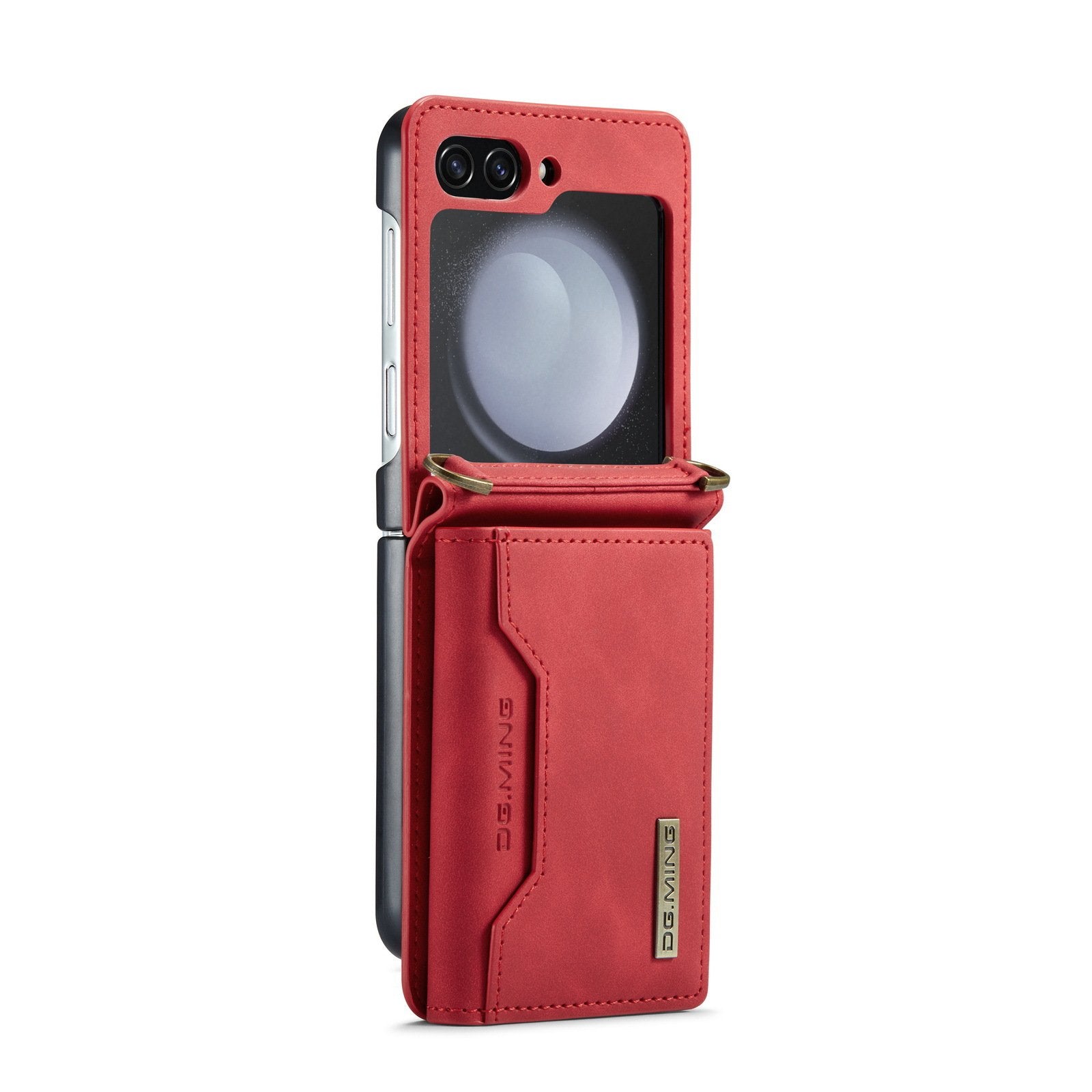 Wallet Case for Galaxy Z Flip 3/Galaxy Z Flip 4/Galaxy Z Flip 5/Galaxy Z Flip 6, Matte Leather, Protective Case with Card Slot Wallet and Shoulder Strap