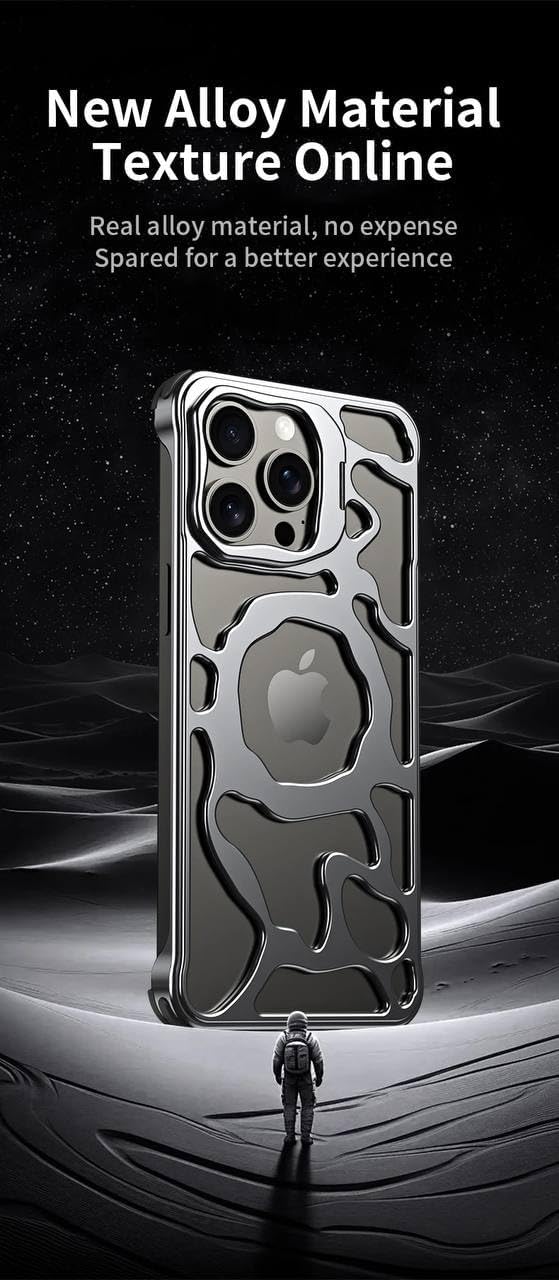 SentimentvalueTM Magnetic Heat Dissipation Hollow Metal Case With Lens Holder For iPhone 16 15 14 13 Series