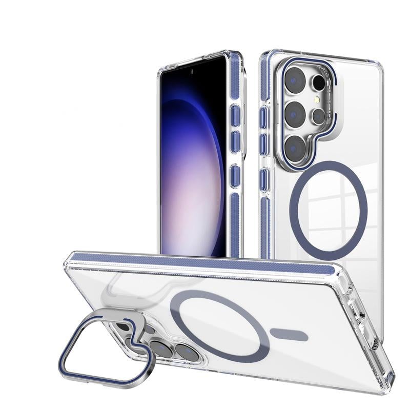 Transparent Ultra-Thin Shockproof Magnetic Case with Camera Cover Holder For Galaxy S24 Series