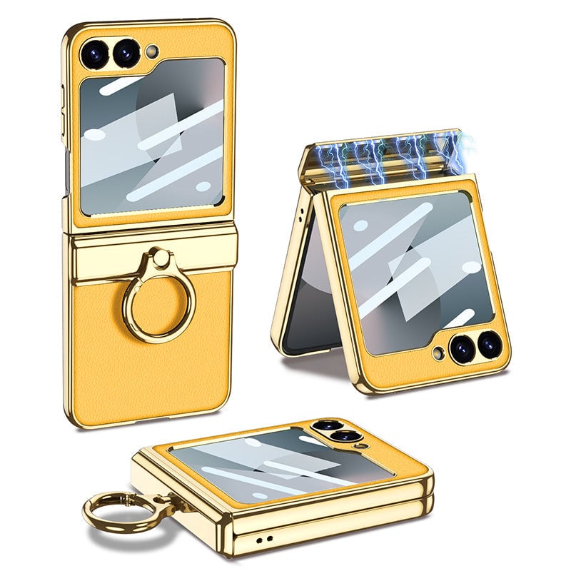 Samsung Galaxy Z Flip6 | Electroplated Ring Leather Case