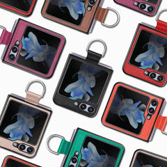 Ring-style leather folding screen protective case for Galaxy Z Flip 3/Galaxy Z Flip 4/Galaxy Z Flip 5/Galaxy Z Flip 6