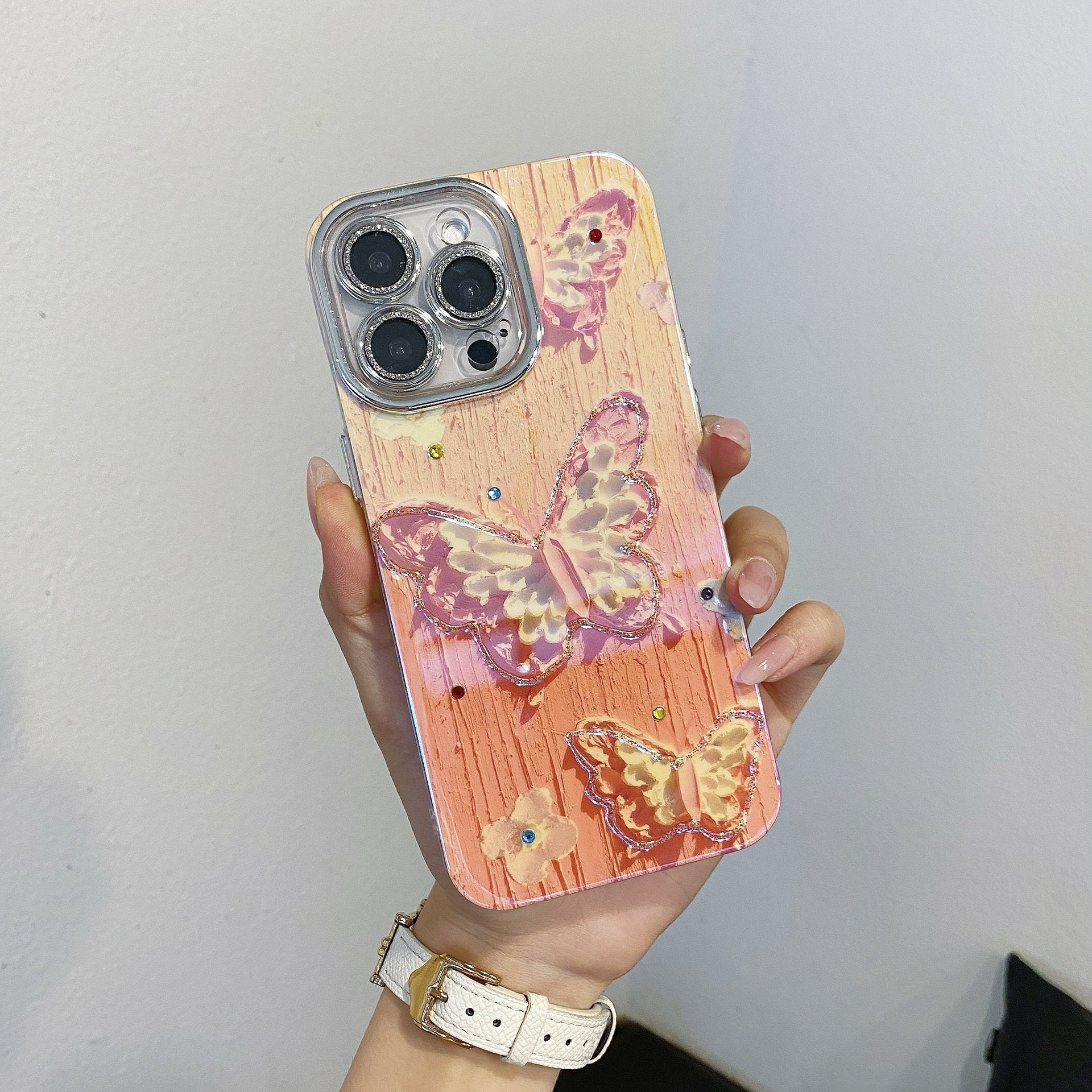 Butterfly Flower Bling Diamond Soft Phone Case Compatible with iPhone Case