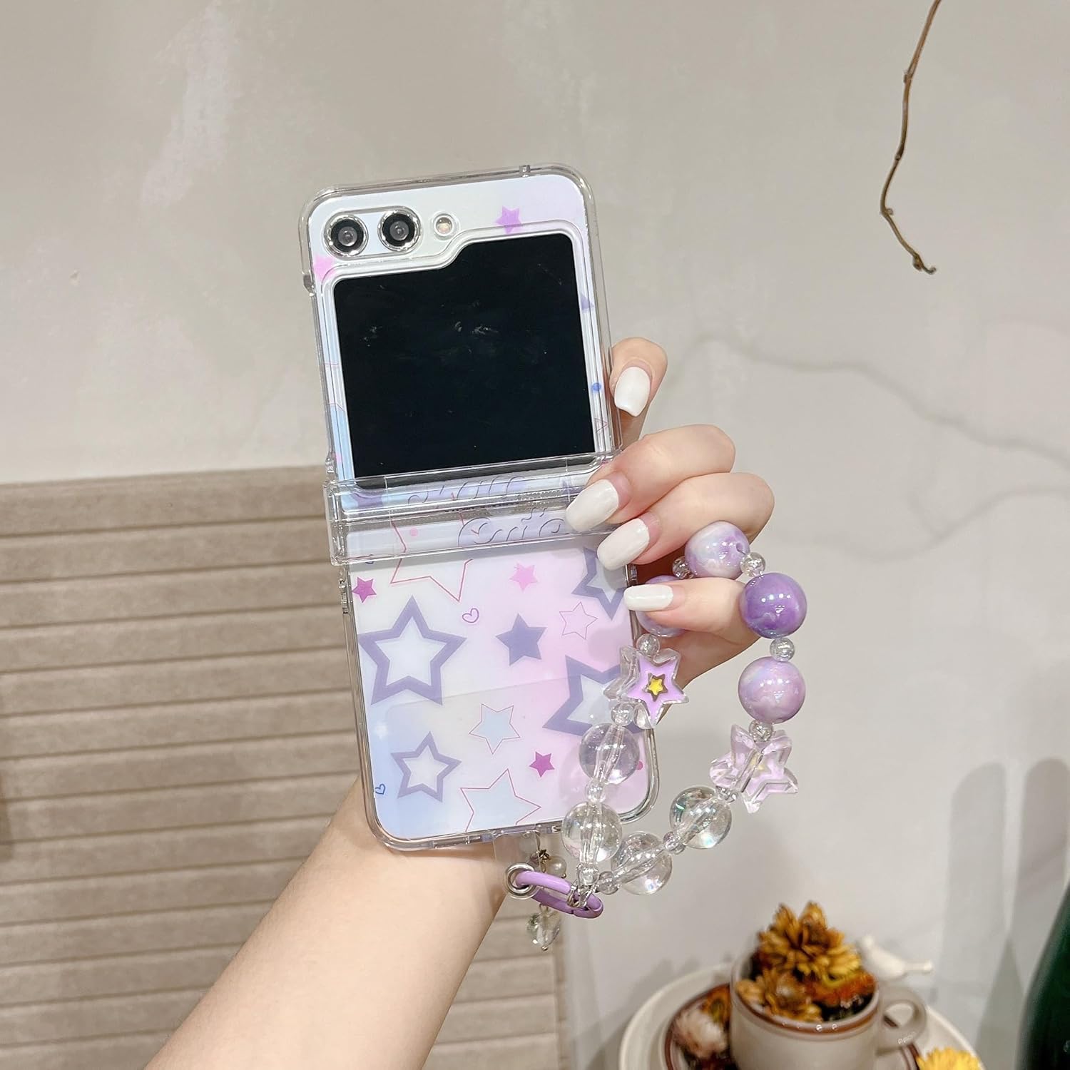 Rendered purple star phone case for Galaxy Z Flip 3/Galaxy Z Flip 4/Galaxy Z Flip 5/Galaxy Z Flip 6