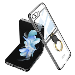 Phantom Plating Anti-drop Ring Bracket Case for Galaxy Z Flip 5 and Galaxy Z Flip 6[Shell and membrane integrated]