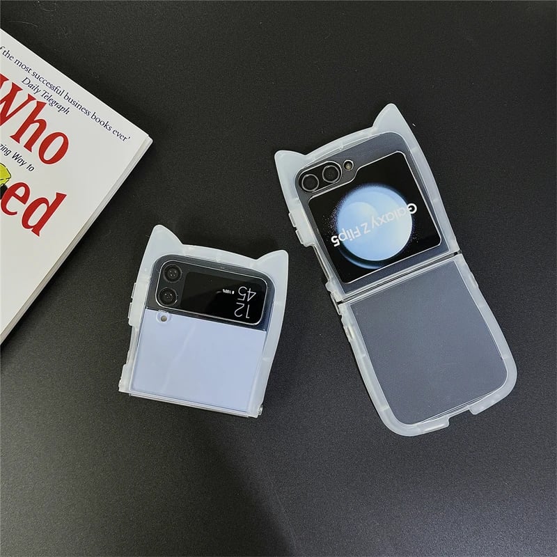 Cartoon cat ears mobile phone case for Galaxy Z Flip 3/Galaxy Z Flip 4/Galaxy Z Flip 5/Galaxy Z Flip 6