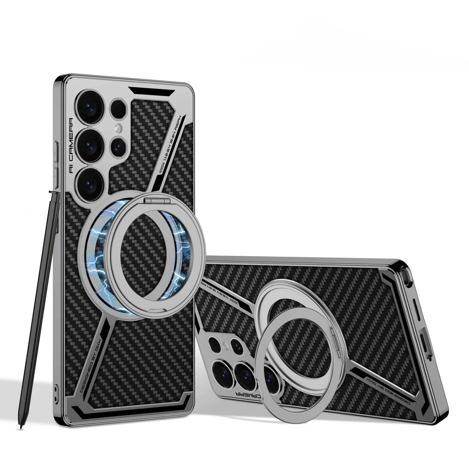 Suitable for Galaxy S25Ultra/S24Ultra/S23Ultra electroplated leather built-in magnetic ring full-cover protective case(Only Case)