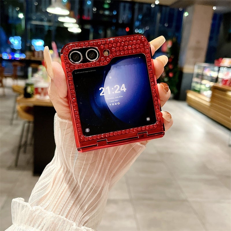Diamond Leather Hinge Phone Case for Galaxy Z Flip 3/Galaxy Z Flip 4/Galaxy Z Flip 5/Galaxy Z Flip 6 Folding Screen