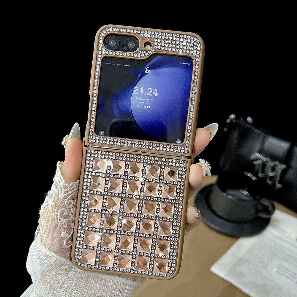 Shiny Diamond Cube Phone Case For Galaxy Z Flip 3/Galaxy Z Flip 4/Galaxy Z Flip 5/Galaxy Z Flip 6
