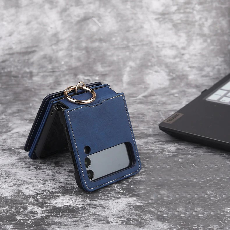 Ring Card Holder Phone Case With Chain For Galaxy Z Flip 3/Galaxy Z Flip 4/Galaxy Z Flip 5/Galaxy Z Flip 6