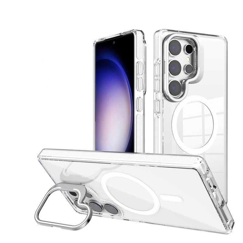 Transparent Ultra-Thin Shockproof Magnetic Case with Camera Cover Holder For Galaxy S24 Series