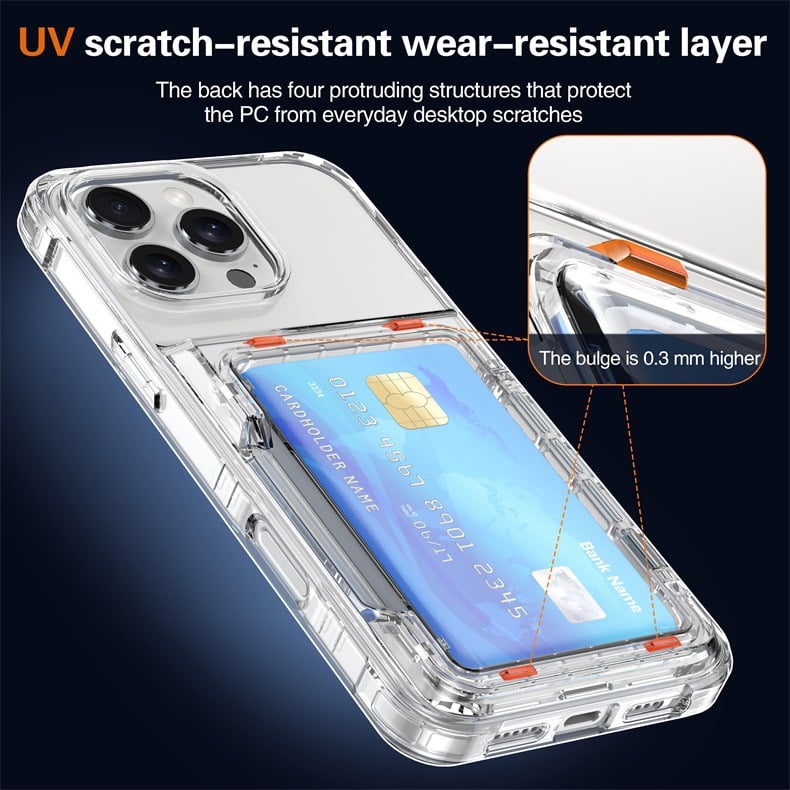 Transparent Phone Case With Photo Card Holder For iPhone 11 12 13 14 15 Series And Samsung S24 S23 Ultra