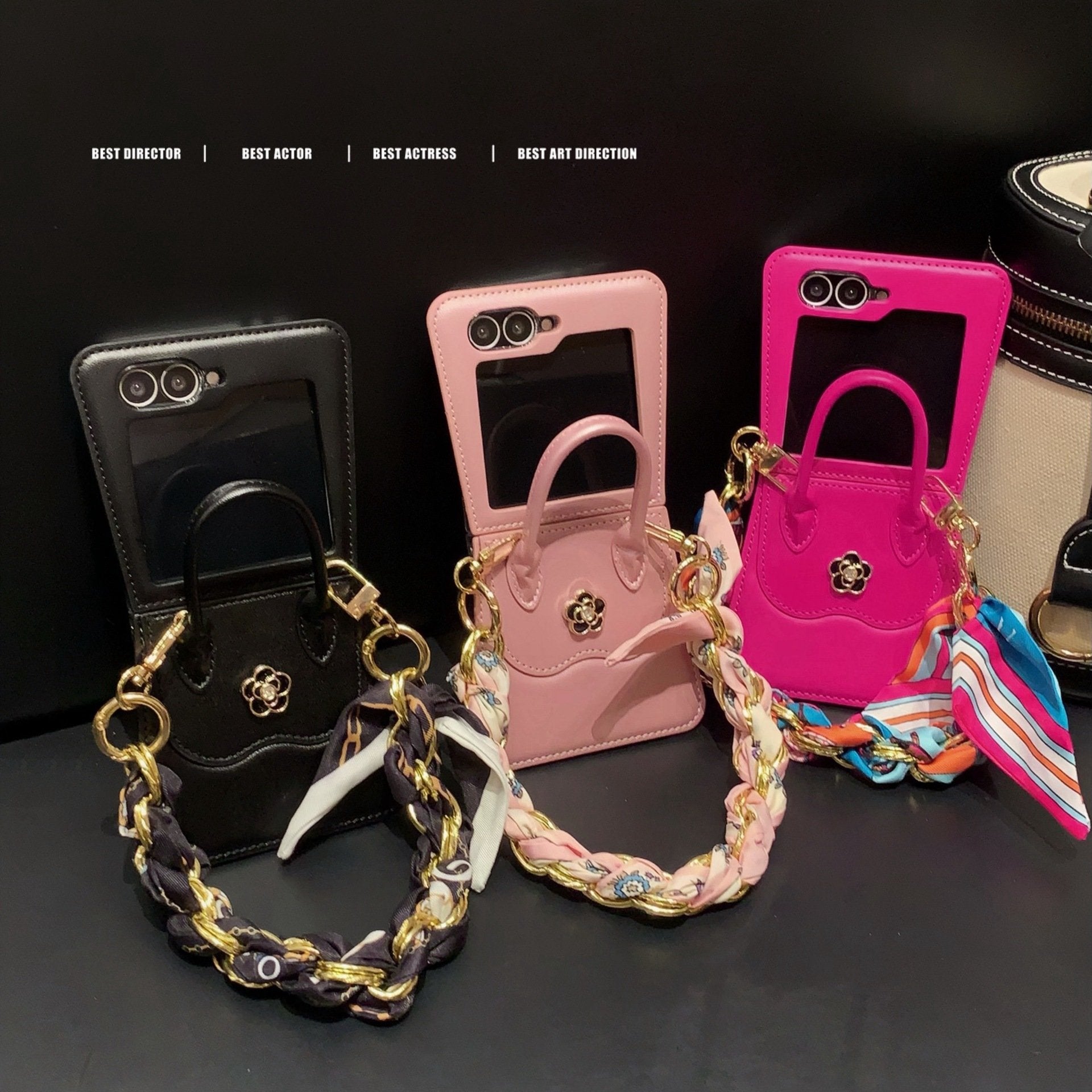 Luxury Flower Handbag Phone Case for Galaxy Z Flip 3/Galaxy Z Flip 4/Galaxy Z Flip 5/Galaxy Z Flip 6