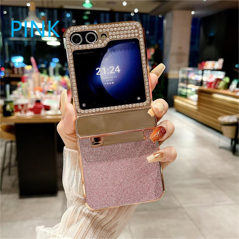 Diamond Leather Hinge Phone Case for Galaxy Z Flip 3/Galaxy Z Flip 4/Galaxy Z Flip 5/Galaxy Z Flip 6 Folding Screen