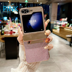 Diamond Leather Hinge Phone Case for Galaxy Z Flip 3/Galaxy Z Flip 4/Galaxy Z Flip 5/Galaxy Z Flip 6 Folding Screen