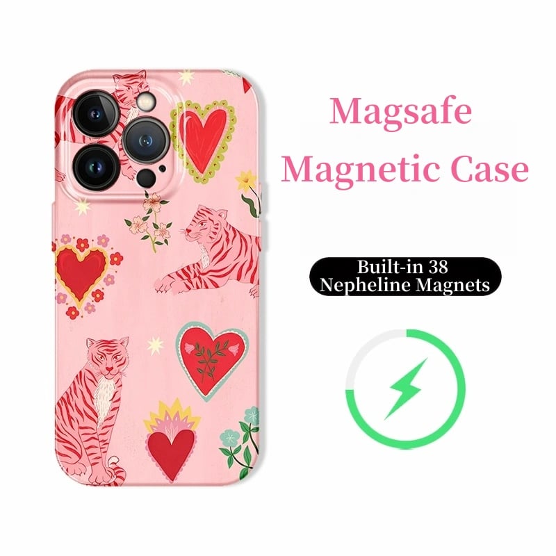Tiger & Heart MagSafe Case for iPhone 16–12 – 38 Magnets, Optional Magnetic Stand, Dual Style