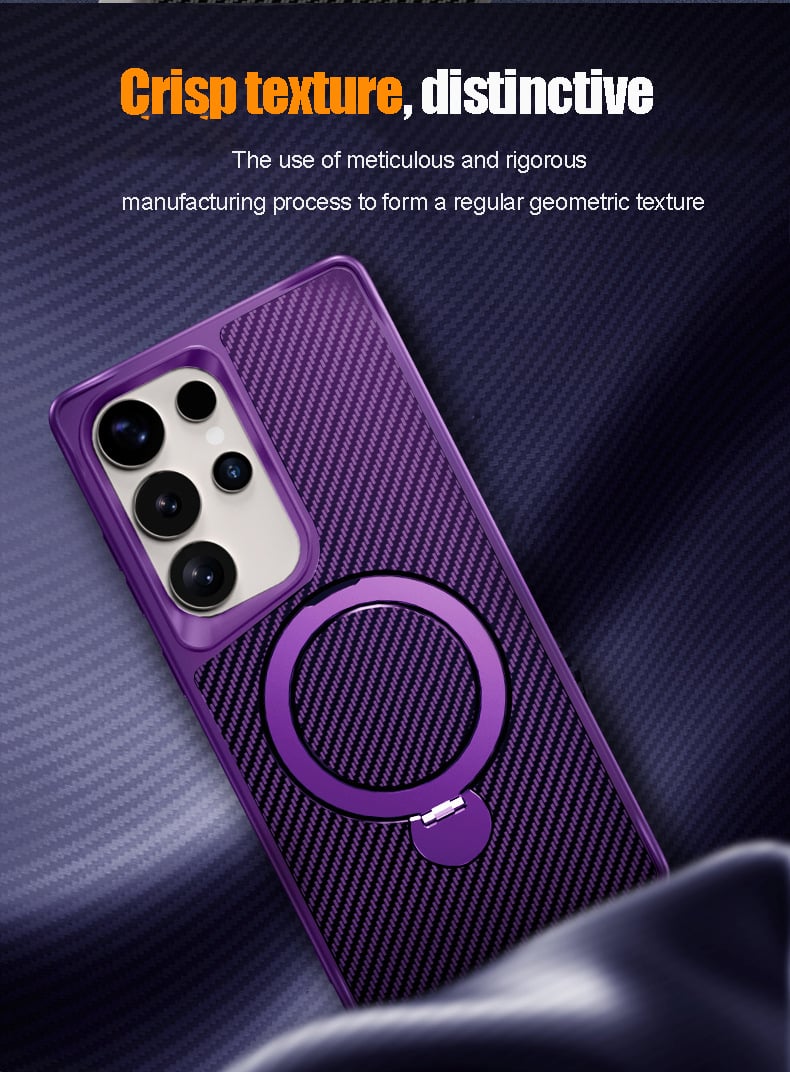 Carbon fiber texture magnetic stand anti-drop protective case for Samsung Galaxy S25 series, S24 Ultra, S23 Ultra, S22 Ultra