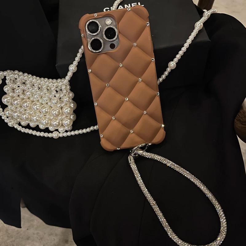 High-end rhinestones for Apple phone cases, full-diamond hand chains, trendy styles