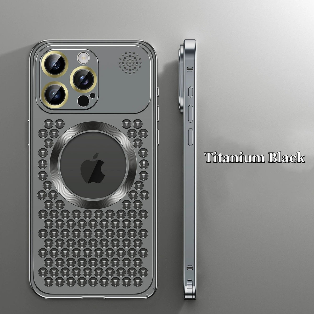 Spring Buckle Aromatherapy Metal Hollow Heat Dissipation Mobile Phone Case With Lens Film