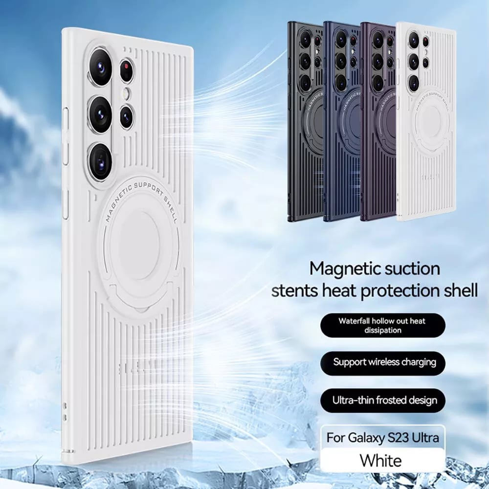 Invisible Pull Rod Stand Heat Dissipation Magnetic Mobile Phone Case For Samsung Galaxy S23 S24 Series