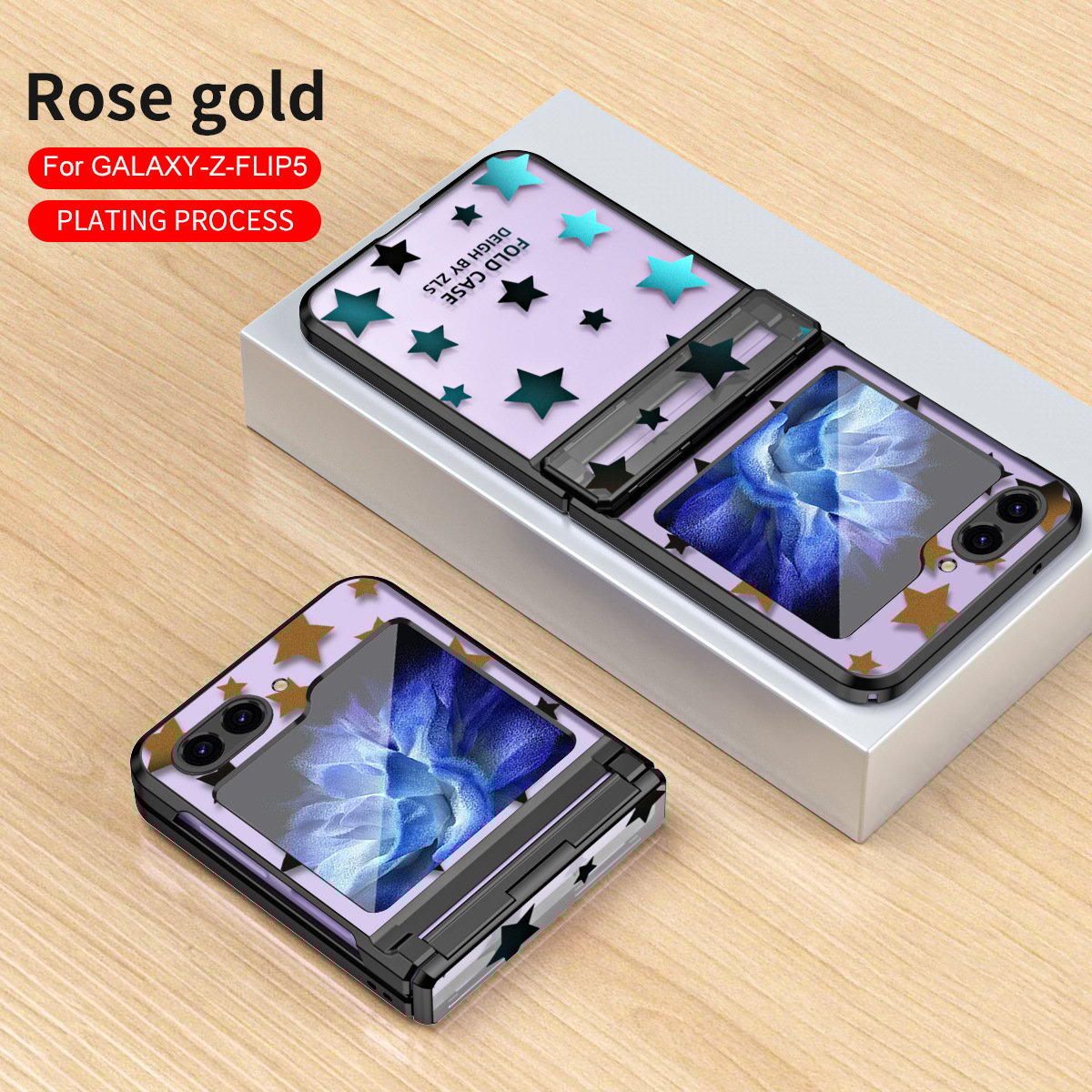 Electroplating starry sky mobile phone case, suitable for Galaxy Z Flip 3/Galaxy Z Flip 4/Galaxy Z Flip 5/Galaxy Z Flip 6