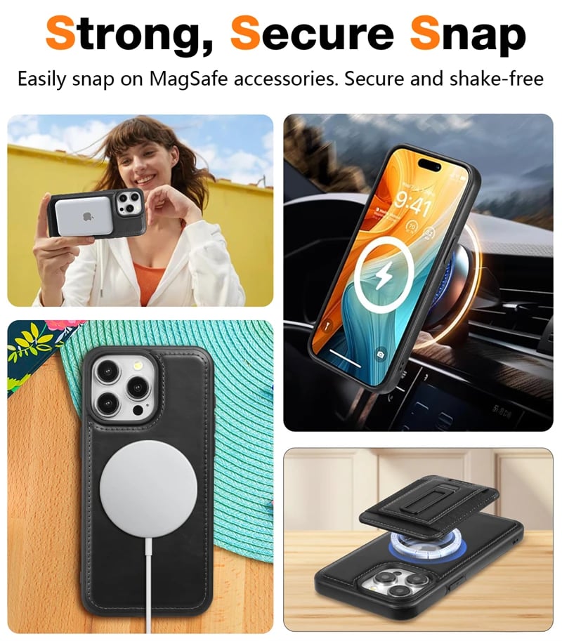 2 in 1 Detachable Wallet Card Slot Magnetic Leather Case For Magsafe IPhone 16 15 14 13 Series