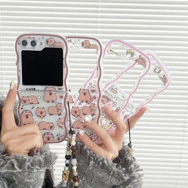 Cartoon Capybara Phone Case For Galaxy Z Flip 3 / Galaxy Z Flip 4 / Galaxy Z Flip 5 / Galaxy Z Flip 6