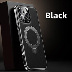 [17 Series Updated] Plain Leather Electroplated Magnetic Bracket Case