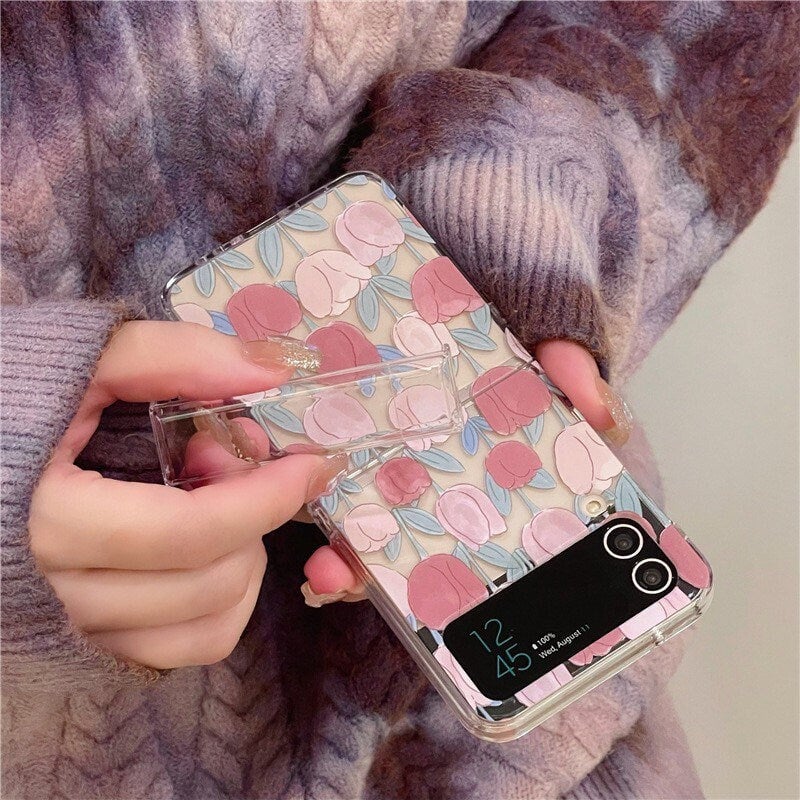 Watercolor Pink Tulip Phone Case for Galaxy Z Flip 3/Galaxy Z Flip 4/Galaxy Z Flip 5/Galaxy Z Flip 6 🌷