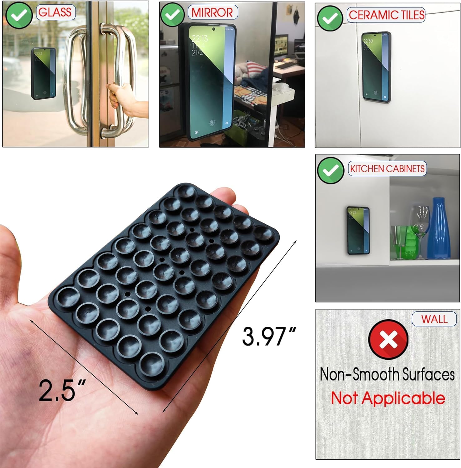 Silicone Suction Cup Phone Case Mount Double Sided for iPhone and Android