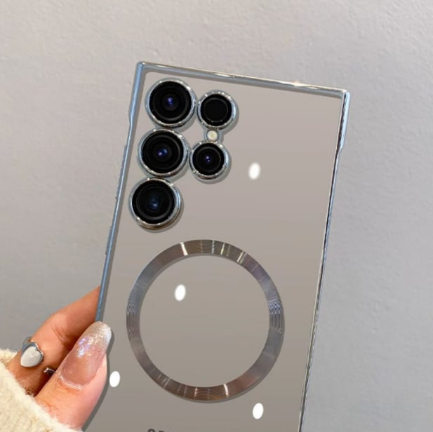 Transparent Ultra-Thin Electroplated Magnetic Case with Lens Film for Galaxy S22/S23/S24/S25 Series
