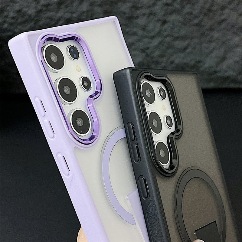 Suitable For Galaxy S25/S24/23 Series Magnetic Bracket Skin-feel Phone Case