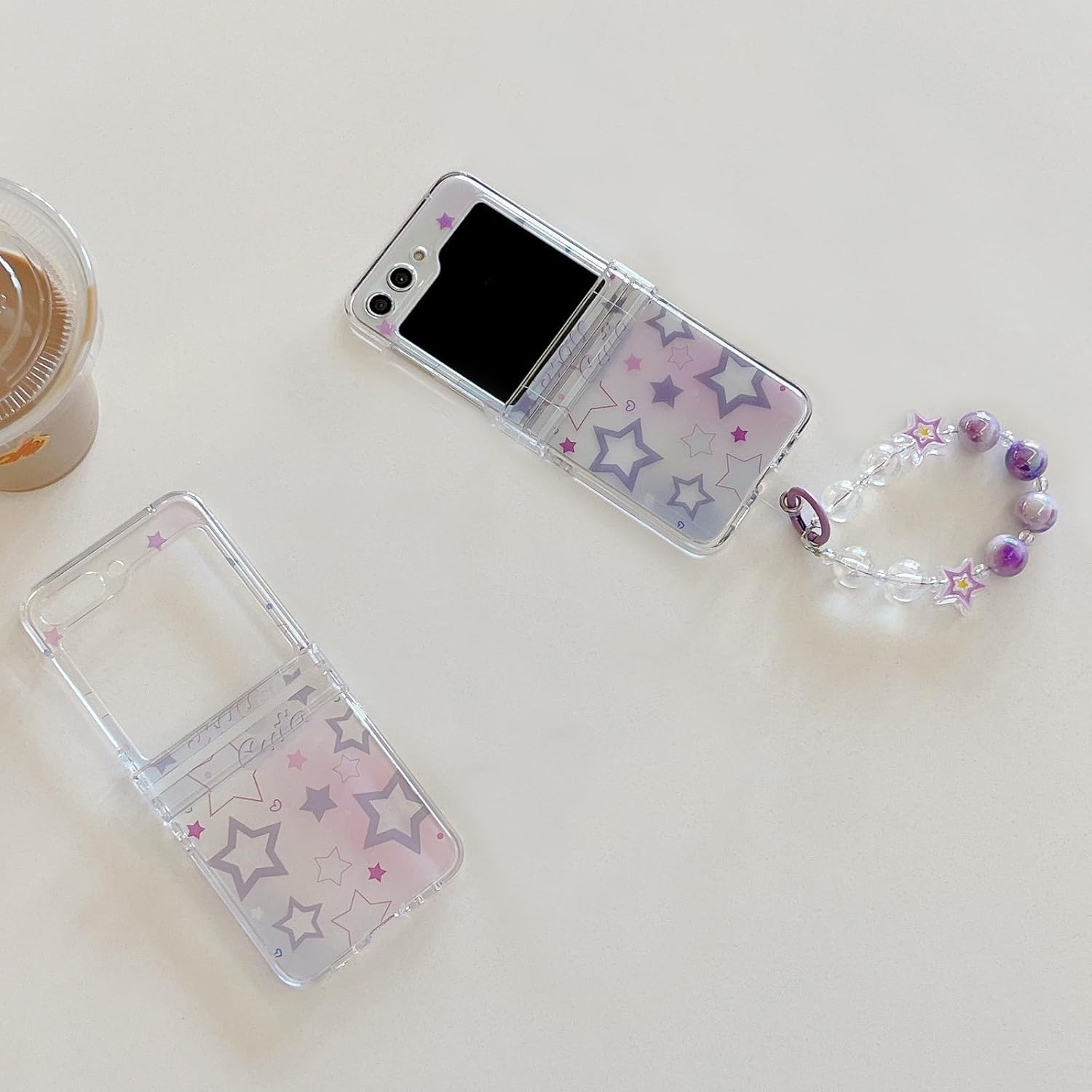 Rendered purple star phone case for Galaxy Z Flip 3/Galaxy Z Flip 4/Galaxy Z Flip 5/Galaxy Z Flip 6
