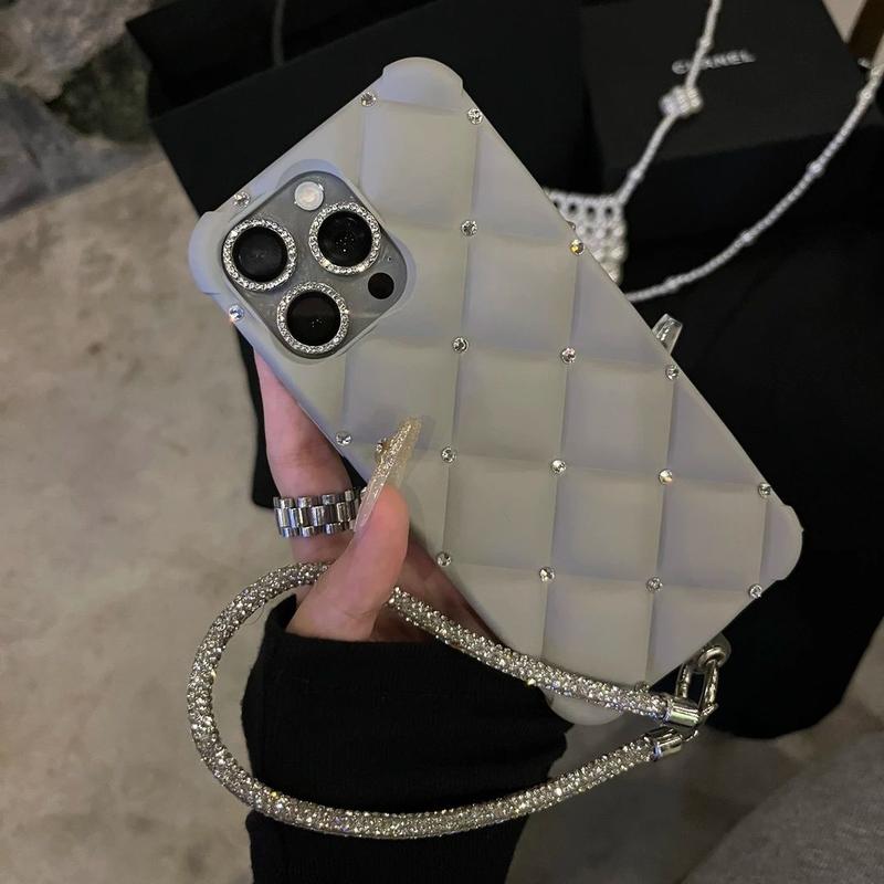 High-end rhinestones for Apple phone cases, full-diamond hand chains, trendy styles