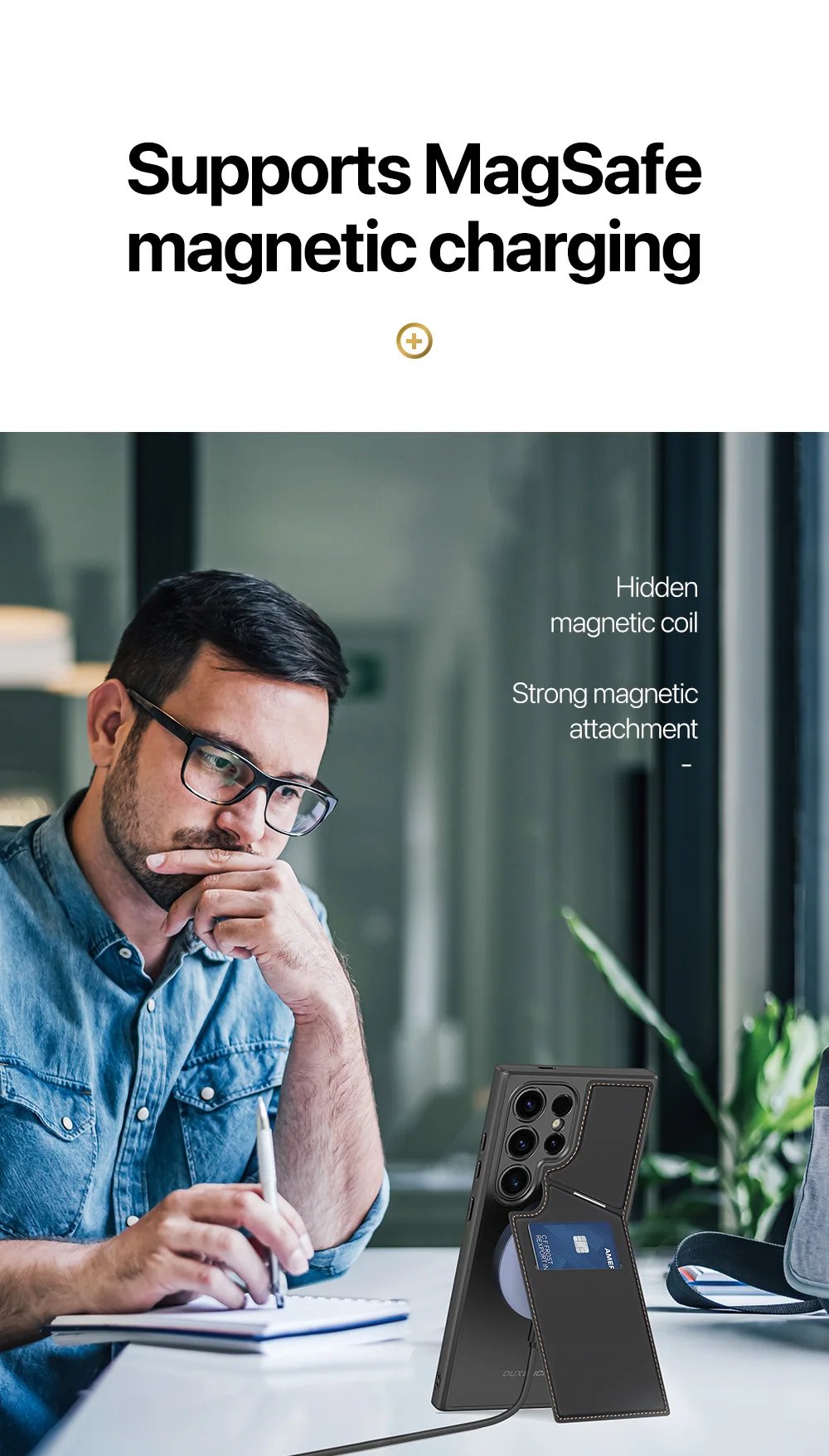 3 in 1 Magnetic Case For Samsung S24 S25 Ultra Case Phone Stand Wallet