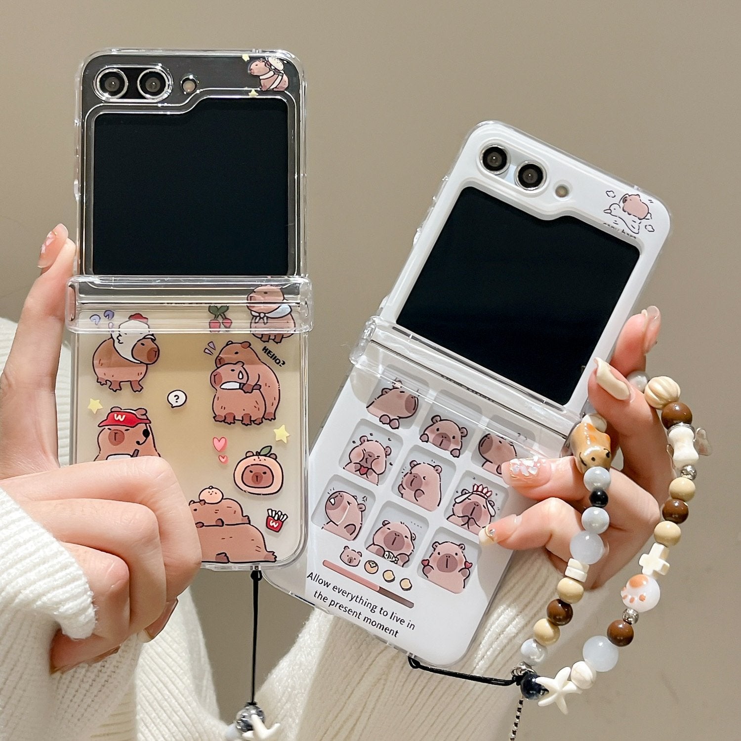 [🎉New Product✨] Cartoon Capybara Phone Case Suitable For Galaxy Z Flip 3/Galaxy Z Flip 4/Galaxy Z Flip 5/Galaxy Z Flip 6