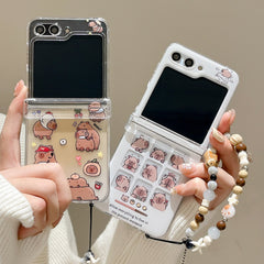 [🎉New Product✨] Cartoon Capybara Phone Case Suitable For Galaxy Z Flip 3/Galaxy Z Flip 4/Galaxy Z Flip 5/Galaxy Z Flip 6