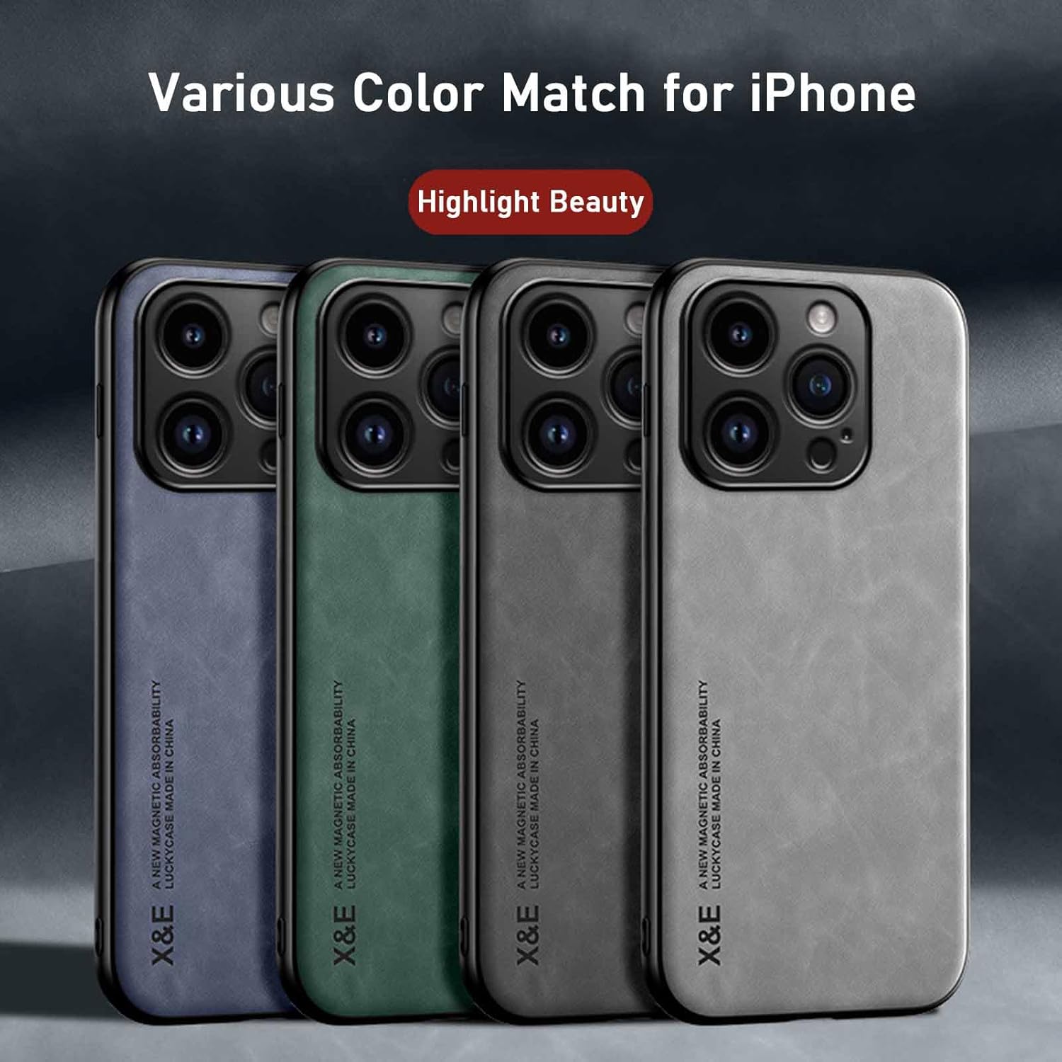 Sheepbuck leather magnetic mobile phone case for iPhone, shockproof, non-slip and ultra-light